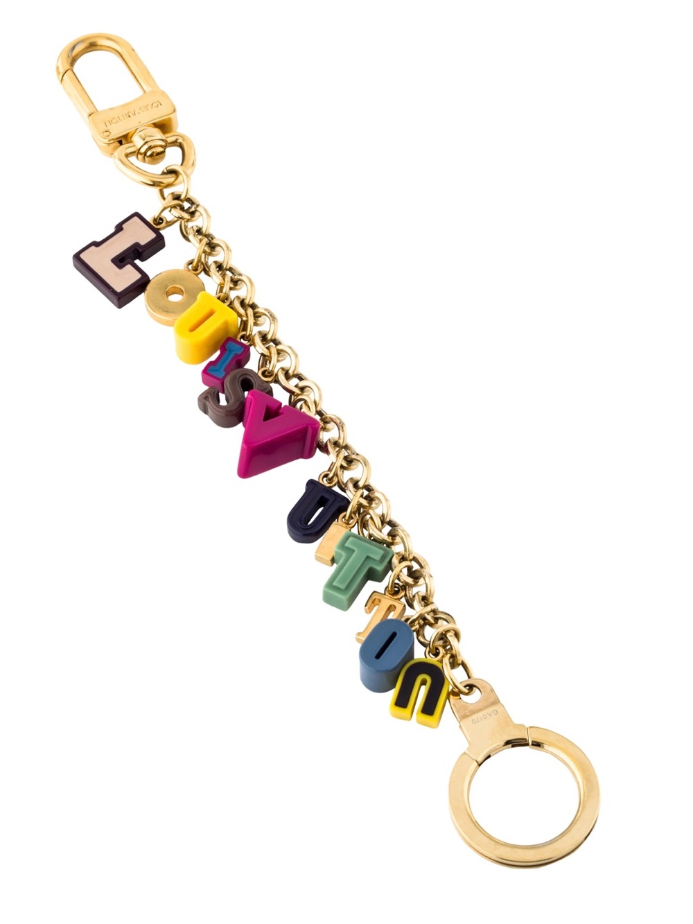 Louis Vuitton Multicolor Letter Charm Key Holder gold